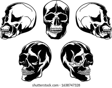 Skull illustration with some position.EPS File with high reselution 5000px x 5000px 