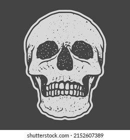 skull illustration sticker with monochrome style