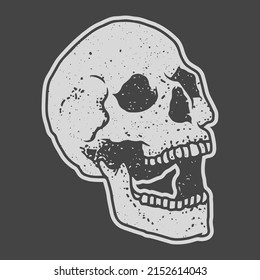 skull illustration sticker with monochrome style