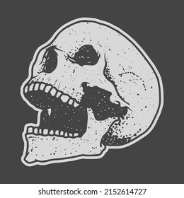 skull illustration sticker with monochrome style