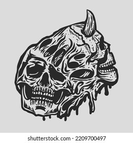 skull illustration with stunning detail. vector skull clip art easy to use. black and white skull logo.