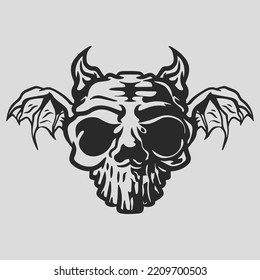skull illustration with stunning detail. vector skull clip art easy to use. black and white skull logo.