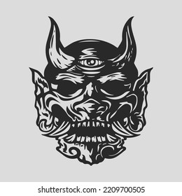 skull illustration with stunning detail. vector skull clip art easy to use. black and white skull logo.