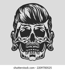 skull illustration with stunning detail. vector skull clip art easy to use. black and white skull logo.