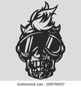 skull illustration with stunning detail. vector skull clip art easy to use. black and white skull logo.