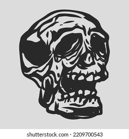 skull illustration with stunning detail. vector skull clip art easy to use. black and white skull logo.