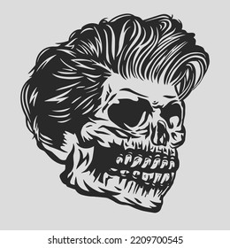 skull illustration with stunning detail. vector skull clip art easy to use. black and white skull logo.