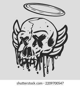 skull illustration with stunning detail. vector skull clip art easy to use. black and white skull logo.
