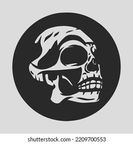 skull illustration with stunning detail. vector skull clip art easy to use. black and white skull logo.