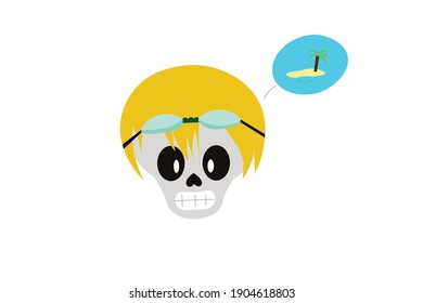 Skull Illustration with Swimming Goggles