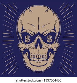 Skull illustration, tee shirt graphics, vectors, hand drawn artwork
