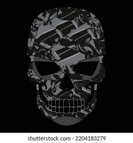 Skull illustration. tee shirt graphics . vector. print. 