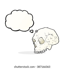 skull illustration with thought bubble