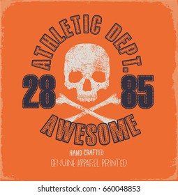 Skull illustration, t-shirt graphics, vectors