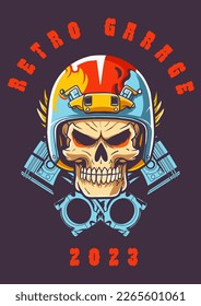 skull illustration vector art retro future vintage