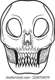Skull illustration vector design with line art concept for your merchandise, element design, cover, prints, and many more.