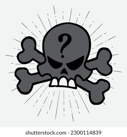 skull illustration vector design on sunburst background