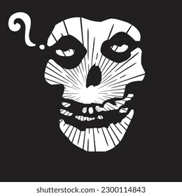 skull illustration vector design on sunburst background