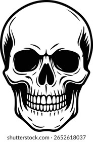 Skull Illustration Vector – Tattoo, Gothic, or Horror-Style Human Skull Design for Cricut, Stickers, and Apparel