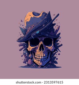 skull illustration, vector zombie, in hand drawn style, vector cartoon monster, unique vector, great for wallpaper or t shirt design.