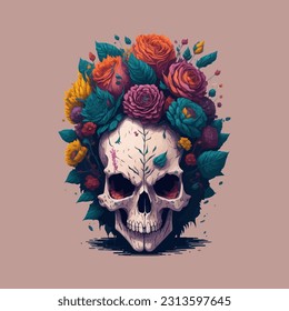 skull illustration, vector zombie, in hand drawn style, vector cartoon monster, unique vector, great for wallpaper or t shirt design.