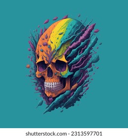 skull illustration, vector zombie, in hand drawn style, vector cartoon monster, unique vector, great for wallpaper or t shirt design.