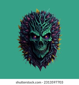 skull illustration, vector zombie, in hand drawn style, vector cartoon monster, unique vector, great for wallpaper or t shirt design.