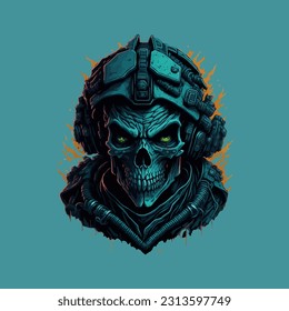 skull illustration, vector zombie, in hand drawn style, vector cartoon monster, unique vector, great for wallpaper or t shirt design.