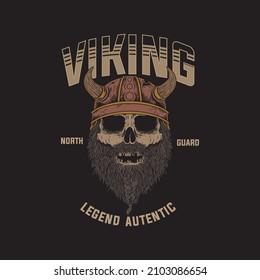 skull illustration with viking costume premium vector
