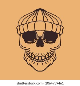 Skull illustration vintage design. Perfect for tshirt design, print design, sticker, etc