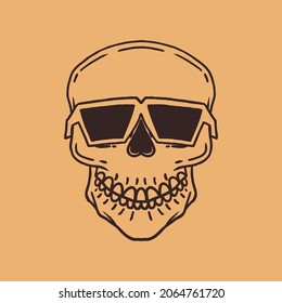 Skull illustration vintage design. Perfect for tshirt design, print design, sticker, etc