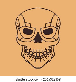 Skull illustration vintage design. Perfect for tshirt design, print design, sticker, etc