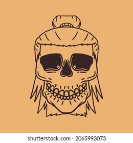 Skull illustration vintage design. Perfect for tshirt design, print design, sticker, etc
