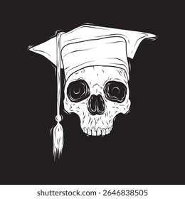 skull illustration wearing graduation cap. suitable for icon, symbol or other design element