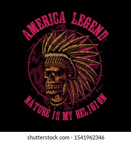 Skull indian America legend for your company or brand