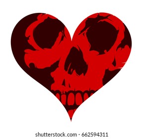 Skull inside heart shape concept design. Can be used as tattoo or sticker art