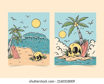 Skull Island Illustration For T Shirt Or Print