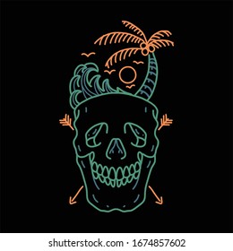 Skull Island Line Art Vector