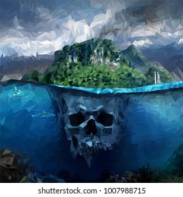 skull island polygon background