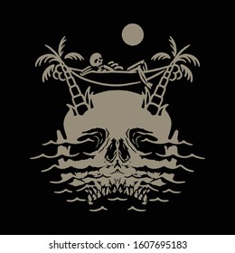 Skull Island Relax Chill Out Graphic Illustration Vector Art T-shirt Design