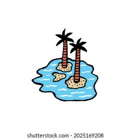 Skull island vector design. Summer vibes skull island vector illustration.