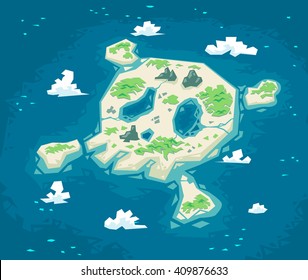 Skull island, Vector illustration.