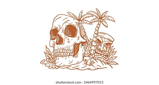 skull island vector illustration logo