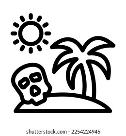 Diseño de icono de línea del vector de la isla del cráneo