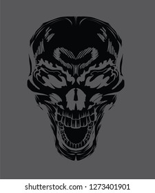 Skull isolate vector for biker. Hand drawn a Skull front tattoo and for screen to t-shirt.