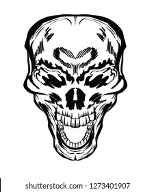 Skull isolate vector for biker. Hand drawn a Skull front tattoo and for screen to t-shirt.
