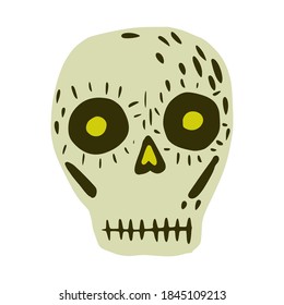 Skull isolated on white background. Simple skull for festival sketch hand drawn in style doodle vector illustration.