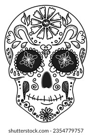 Skull isolated on white background. Day of the dead. Design element 