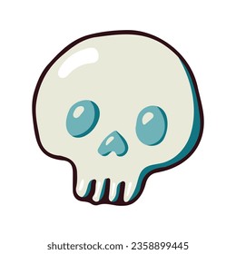 skull isolated on a white background. Cute happy skull. Halloween. Human. Vector illustration.