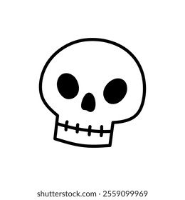 Skull isolated on a white background. Hand-drawn vector illustration in doodle style. Perfect for decorations, logo and Halloween designs.